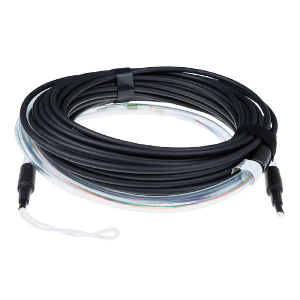 ACT Multimode indoor/outdoor kabel - 50/125 - OM3 - 4-voudig - LC Connectoren - 210 meter - Zwart