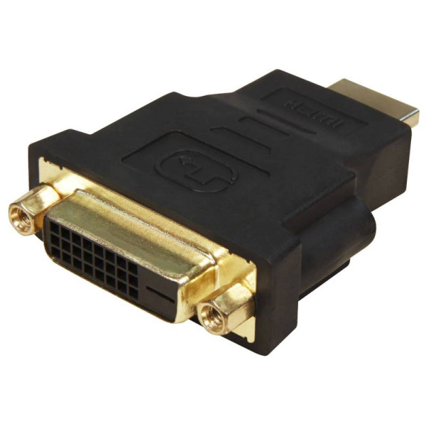 DVI-D (v) - HDMI (m) Adapter - 24+1 - Dual Link - Basic - Verguld - Zwart