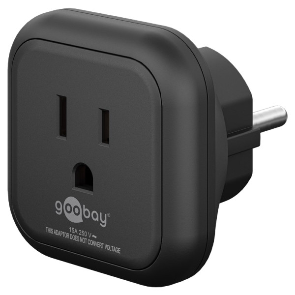 Verenigde Staten en Japan naar Europa Reisadapter - Geaard - Zwart