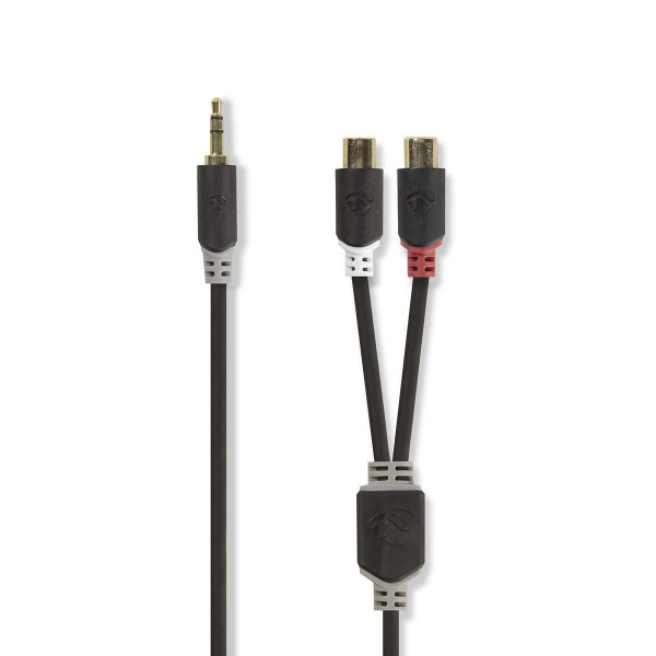 Stereo Tulp (v) - 3,5mm Stereo Jack (m) Kabel - Verguld - 0,2 meter - Zwart
