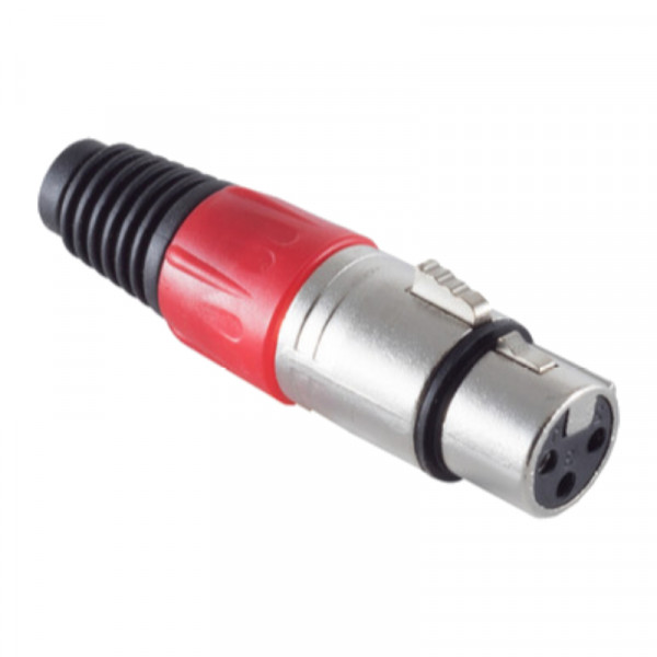 Soldeerbare XLR 3-pin Connector (v) - Met Trekontlasting - Metaal - Rood