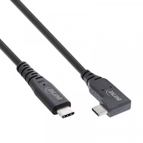 InLine USB-C Kabel - USB4 - Een kant haaks - 240W PD - 1,5 meter - Zwart