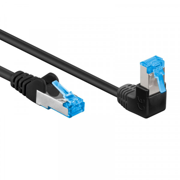 S/FTP CAT6A 10 Gigabit Netwerkkabel - 1 kant haaks - CU - LSZH - 2 meter - Zwart