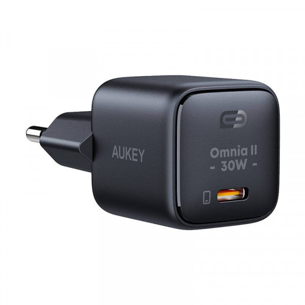 Aukey USB-C Thuislader Voedingsadapter 30W - PD - GaN - Nano - Zwart