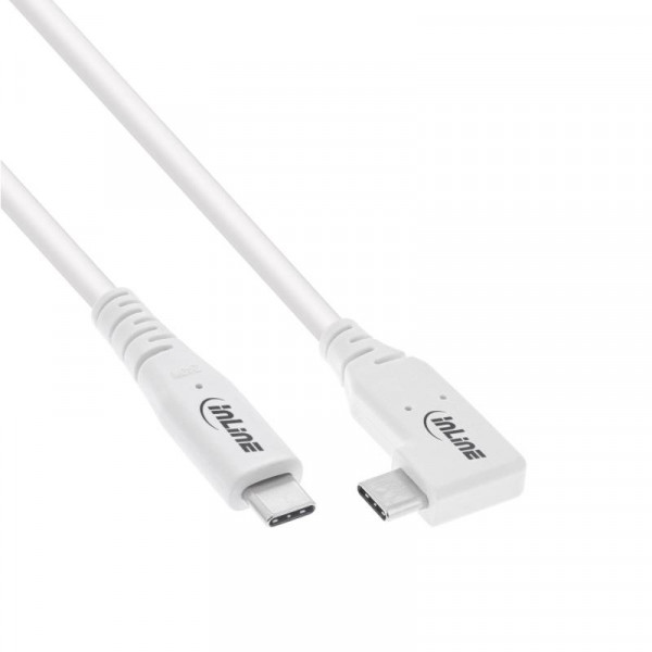InLine USB-C Kabel - USB4 - Een kant haaks - 240W PD - 2 meter - Wit
