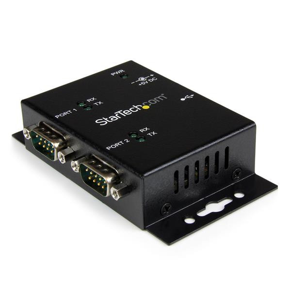 StarTech 2-poort Industriële USB naar Seriële Adapter Hub Wandmontage met DIN-Rail Clips
