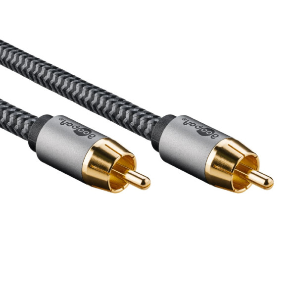 Digitale Coax Audiokabel - Verguld - Premium - Nylon Sleeve - 5 meter - Zwart/Grijs