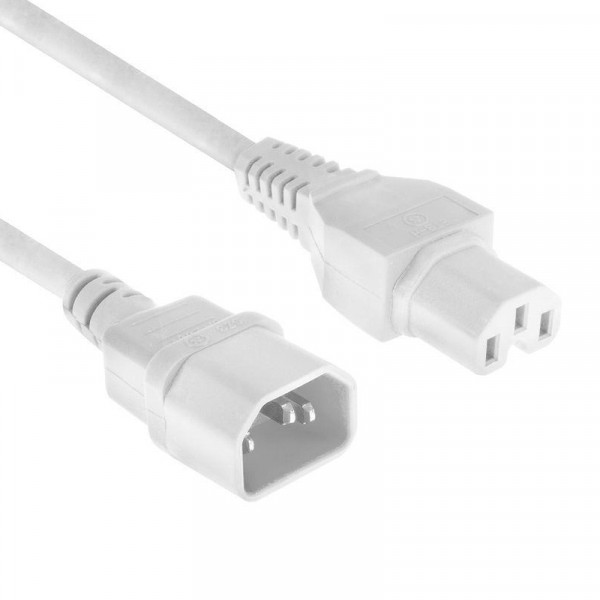 C14 - C15 Verlengkabel - 3 x 1mm2 - 1,2 meter - Wit