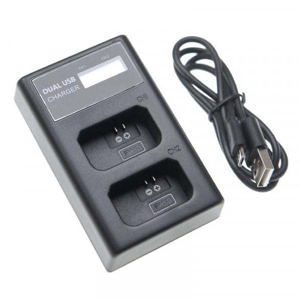 Tweevoudige Accu oplader voor Sony NP-FW50 Accu's - Zwart