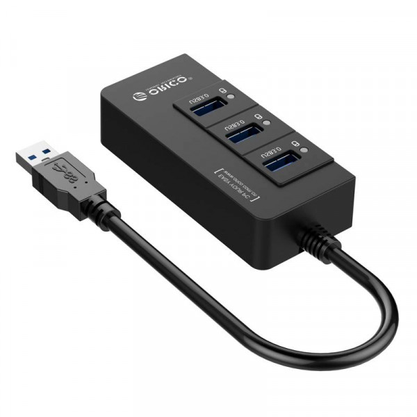 Orico USB-A Hub - 3x USB-A - RJ45 Gigabit Ethernet poort - USB 3.2 Gen 1 - 0,2 meter - Zwart