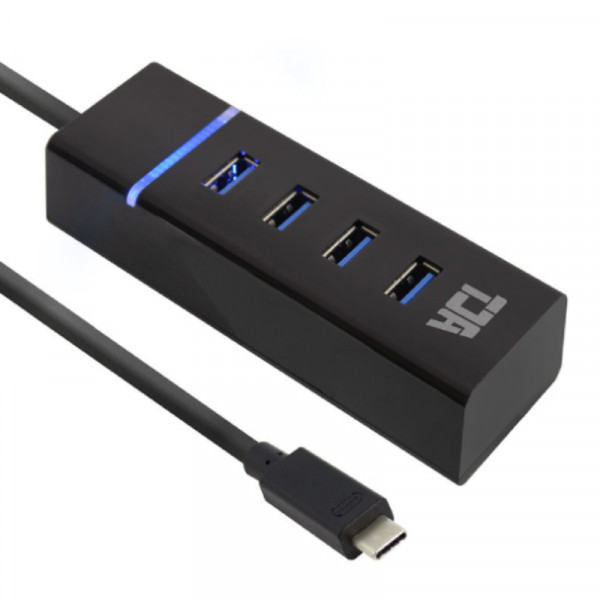 4 Poorts USB 3.1 C en 3.0 Hub Zwart