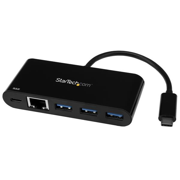 StarTech USB-C naar Ethernet adapter met 3 poorts USB 3.0 hub en Power Delivery