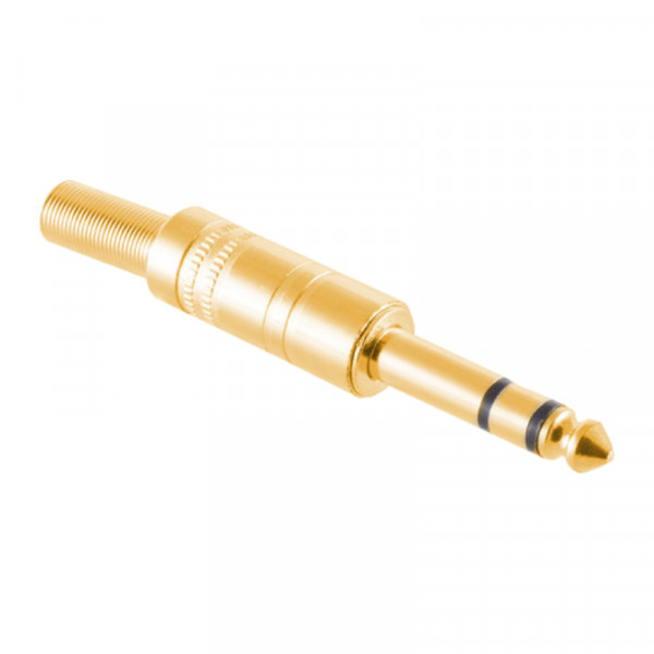 Soldeerbare 6,35mm Stereo Jack Connector (m) - Met Grommet - Metaal - Verguld - Goud