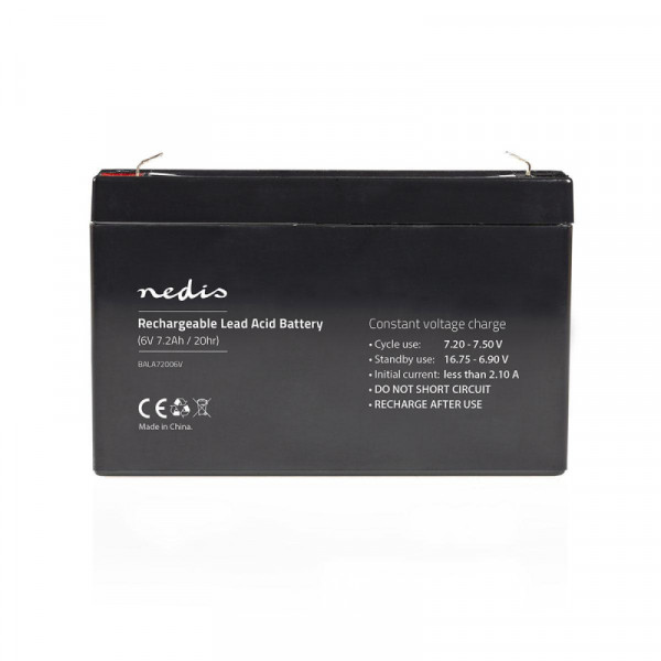 Loodaccu - 6V - 7200 mAh - 151 x 34 x 95 mm - Zwart