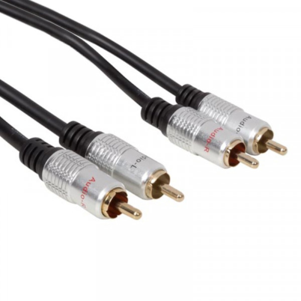 Stereo Tulp Kabel - Verguld - Premium - 10 meter - Zwart