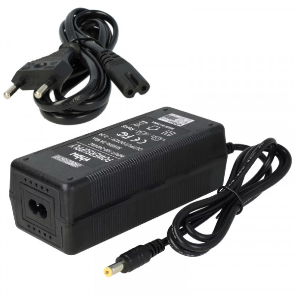 Oplader voor E-bike - Voor 36V Accu's - 42V - 2,2A - 100W - 5,5x2,1mm - Zwart