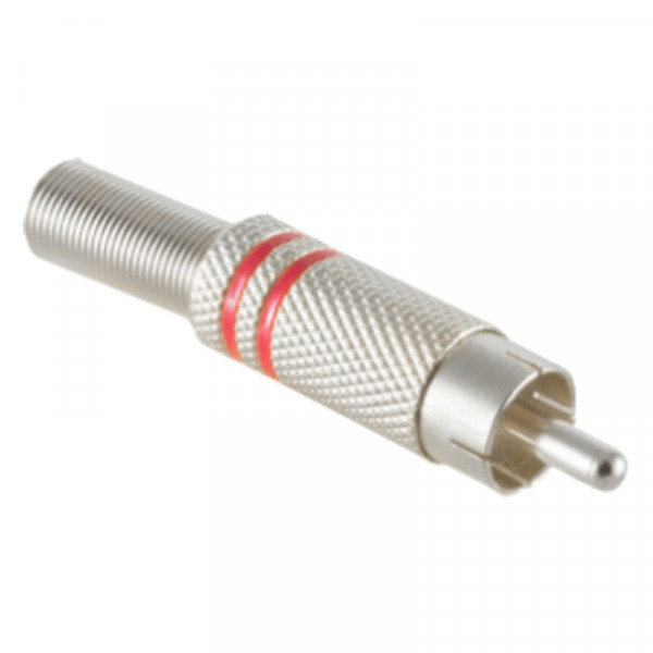 Soldeerbare Mono Tulp Connector (m) - Metaal - Zilver - Rood accent