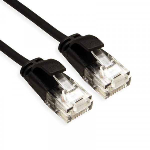 UTP CAT6A Slimline 10 Gigabit Netwerkkabel - CU - 1 meter - Zwart