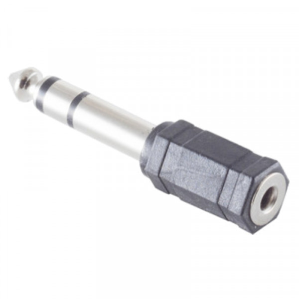 3,5mm Mono Jack (v) - 6,35mm Stereo Jack (m) Adapter - Zwart