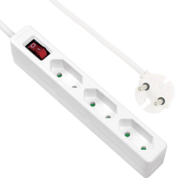 Logilink 3-voudige Euro Stekkerdoos met schakelaar - 1725W - 1,5 meter - Wit