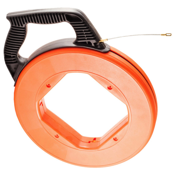 Kabeltrekker met afrolmechanisme - Met bevestigingsoog van 5mm - 60 meter - Oranje