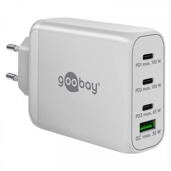 USB Oplader - 100W - USB-A en 3x USB-C - PD - GaN - Wit