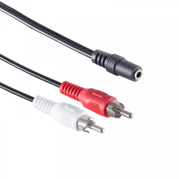 3,5mm Stereo Jack (v) - Stereo Tulp (m) Kabel - 1,5 meter - Zwart