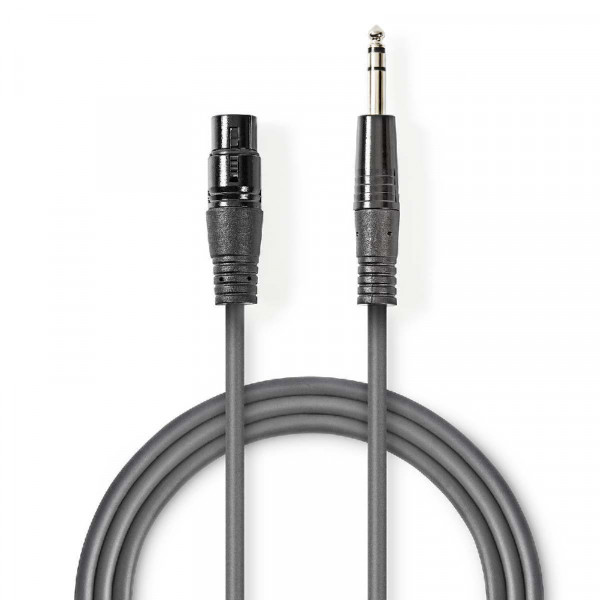 XLR 3-pin (v) - 6,35mm Stereo Jack (m) Kabel - 1,5 meter - Antraciet
