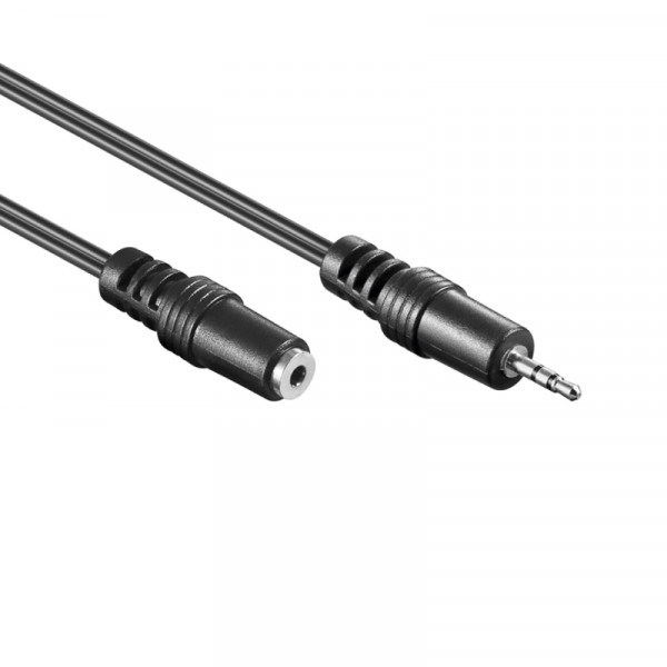 2,5mm Stereo Jack Verlengkabel - 2 meter - Zwart