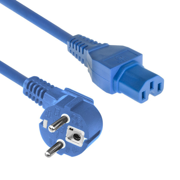 C15 - Schuko Haaks Voedingskabel - Hittebestendig - 3 x 0,75mm2 - 2 meter - Blauw