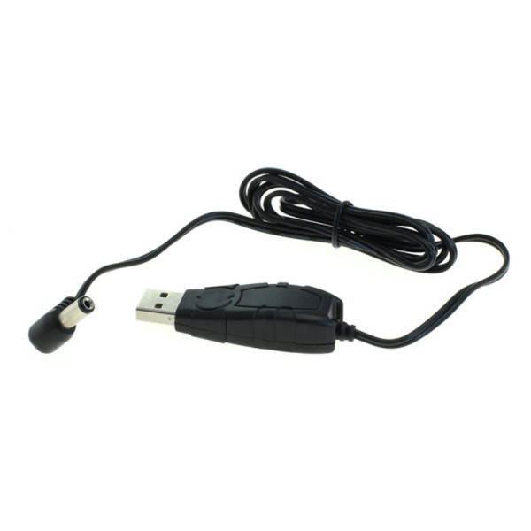 5V naar 12V omvormer - USB-A (m) naar DC (m) - 5,5 x 2,1mm - 1 meter - Zwart