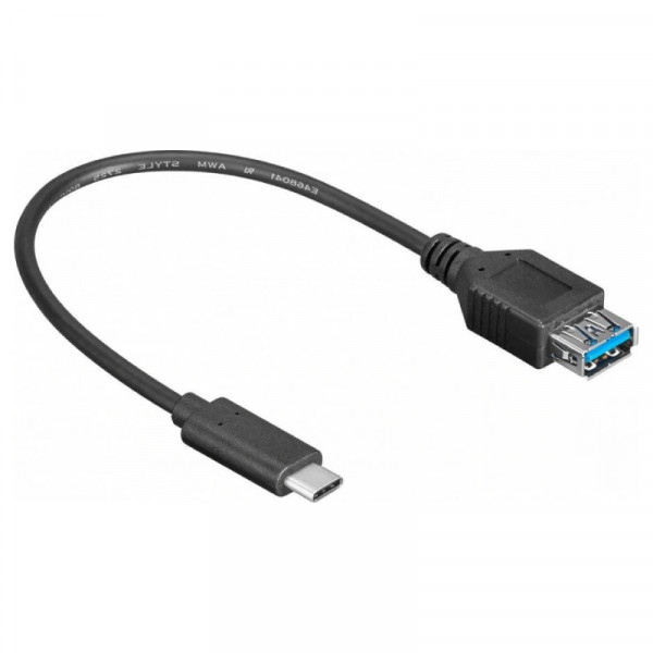 USB-C OTG Adapterkabel - 3.2 Gen 1 - 0,15 meter - Zwart