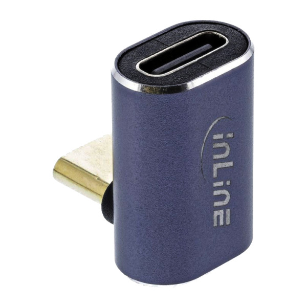 Haakse USB-C (v) naar USB-C (m) Adapter - USB4 - Haaks omhoog en omlaag - Metaal
