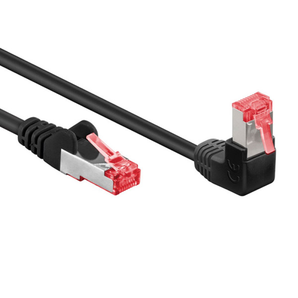 S/FTP CAT6 Gigabit Netwerkkabel - 1 kant haaks - CU - LSZH - 1 meter - Zwart