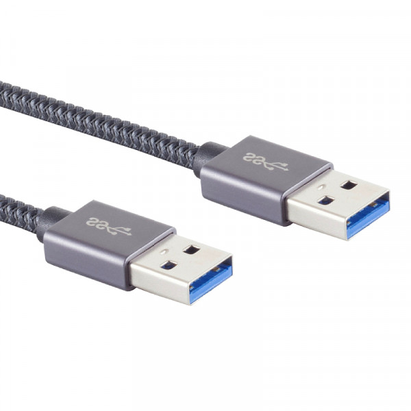 USB-A Kabel - USB 3.2 Gen 2x1 - Nylon Sleeve - 0,5 meter - Zwart
