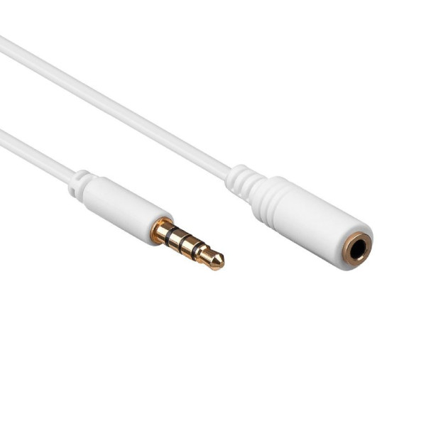 4-polige 3,5mm Jack Verlengkabel - Verguld - 2 meter - Wit