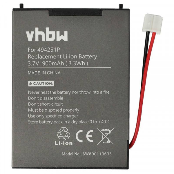 Accu voor Audioline 494521P, 494251P, BPCK1500LI - 3,7V - 900 mAh - Zwart