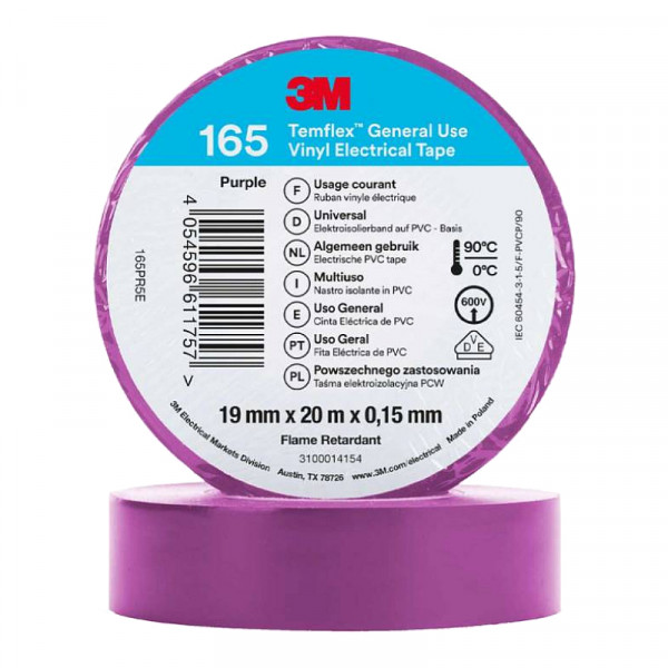 3M Isolatie Tape - 19mm breed - 0,152mm dik - 20 meter - Paars