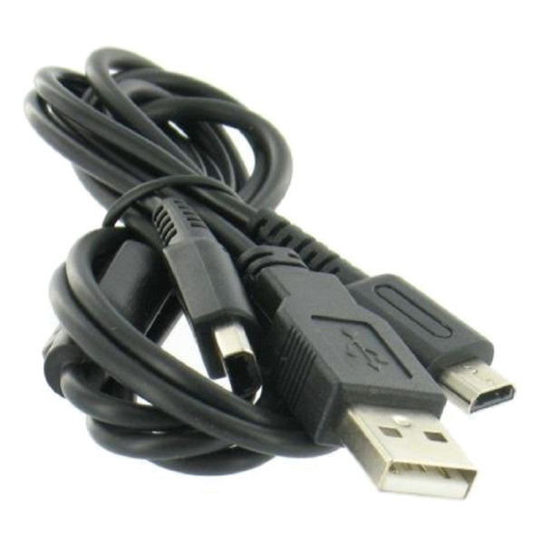 3-in-1 USB Oplaadkabel voor Nintendo New 2DS, New 3DS, 2DS, 3DS, DSi en DS Lite - 1 meter - Zwart