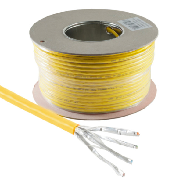 S/FTP CAT7A+ 10 Gigabit Netwerkkabel - CU - 22AWG - LSZH - Stug - 100 meter - Geel