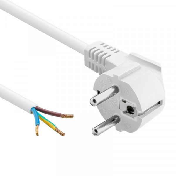 Schuko Haaks - Open einde Apparaatsnoer - 3 x 0,75mm2 - 2 meter - Wit