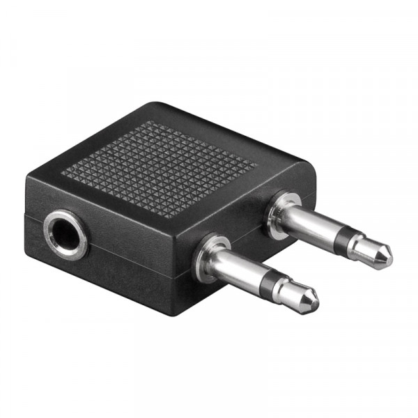 3,5mm (v) - 2x 3,5mm Stereo Jack (m) Vliegtuig Audioadapter - Zwart