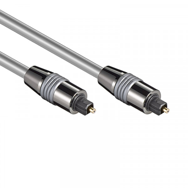 Optische Toslink Kabel - 6mm dik - Metalen Connectors - Verguld - 1 meter - Zilver