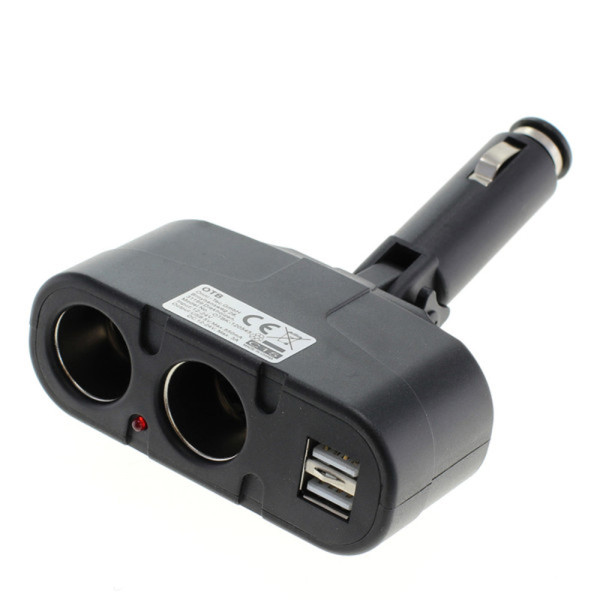 12-24V Sigarettenaansteker Splitter - 2-poorts - Met 2x USB oplaadpoort - Verstelbaar - Zwart