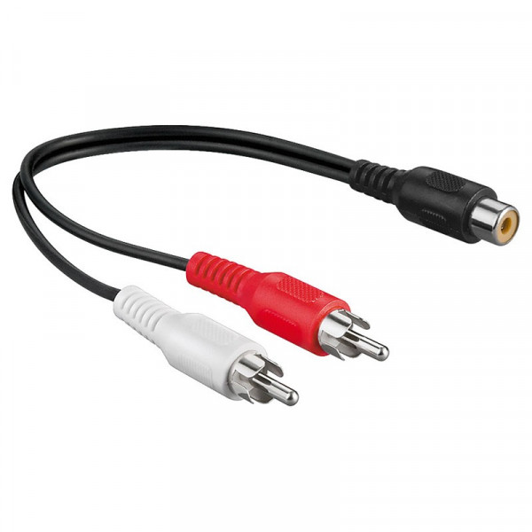 Mono Tulp (v) - 2x Tulp (m) Splitter Kabel - 0,2 meter - Zwart