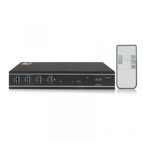 ACT 2-Poorts HDMI KVM switch - 2x HDMI 4K 60Hz - 4x USB-A - 2x USB-B USB 3.2 Gen 1 - Zwart