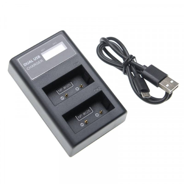 Tweevoudige Accu oplader voor Fujifilm NP-W126 Accu's - Zwart