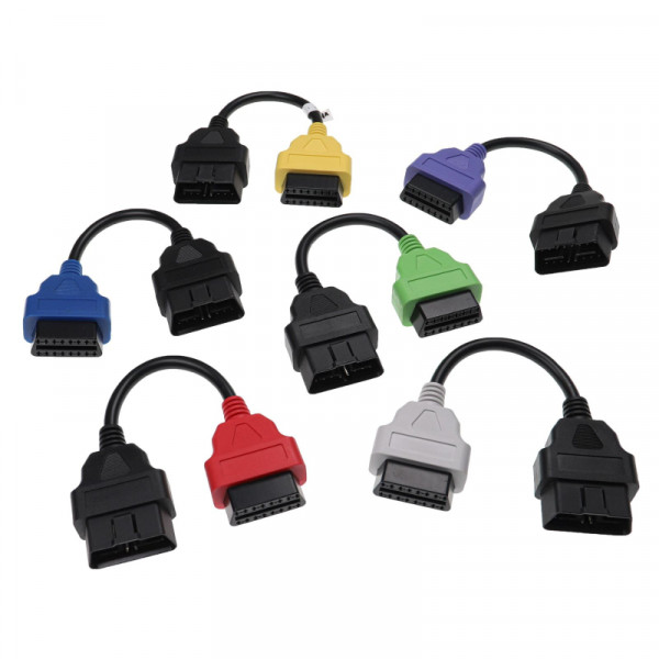 OBD2 Adapterkabel set - 6x 16 (v) naar 16-pins (m) - Voor Fiat, Alfa Romeo en Lancia - 0,1 meter