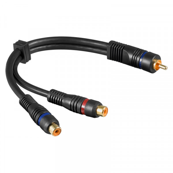 Mono Tulp (m) - 2x Tulp (v) Splitter Kabel - Verguld - 0,2 meter - Zwart