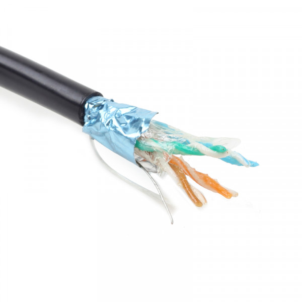 FTP CAT5e Gigabit Netwerkkabel - CU - 24AWG - Outdoor - Gel filled - Stug - Per meter - Zwart